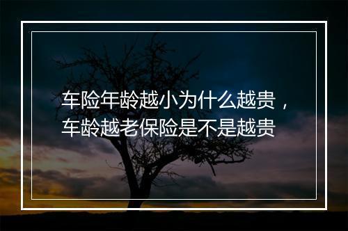 车险年龄越小为什么越贵，车龄越老保险是不是越贵